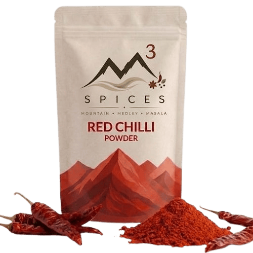 M3 Spices red chilli powder pack